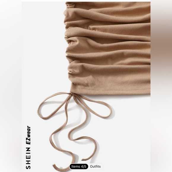 V-neck Drawstring Ruched Side Dress - Picture 2 of 3